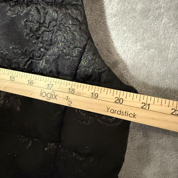 NWT CHICO'S JACQUARD PUFFER VEST WOMENS 1 MEDIUM BLACK/BLACK FULL ZIP FLORAL - Picture 5 of 8